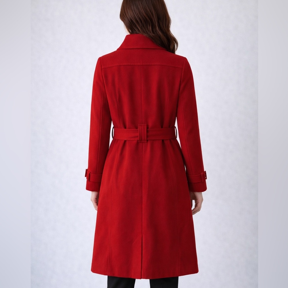 Kenneth Cole Reaction Vibrant Red Trench Coat - Picture 2 of 7